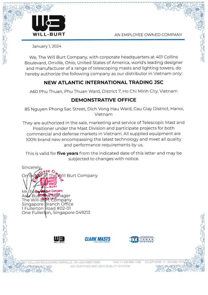 Chứng nhận đại lý Will Burt